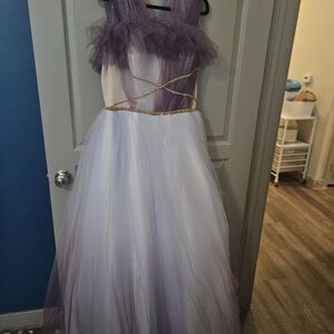 Purple and White Prom Or Formal Dress with Gold Accents
